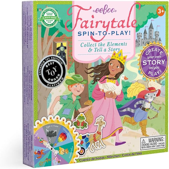 eeBoo Fairytale Spinner Game - Award Winning Story Building Spinner Game, Screen-Free Fun for 2-4 Players, Kids Ages 5 and up
