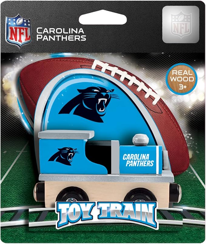 MasterPieces NFL Carolina Panthers Real Wood Toy Train, for Ages 3+ - Premium Quality, Educational, and Fun Activity for Kids and Families - Great Gift Idea for Holidays, Birthdays, and Everyday Play