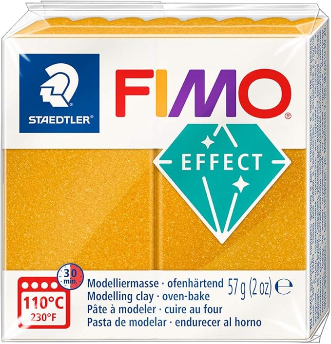 Staedtler FIMO Effects Polymer Clay - -Oven Bake Clay for Jewelry, Sculpting, Metallic Gold 8020-11