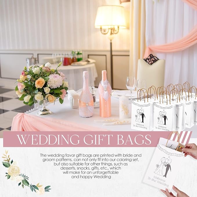 Gueevin 48 Pcs Wedding Activities for Kids Coloring Books Individually Packaged Wedding Coloring Books Gift Goodie Bags and Scavenger Hunt Sheets for Kids Games Favors(Crayons)