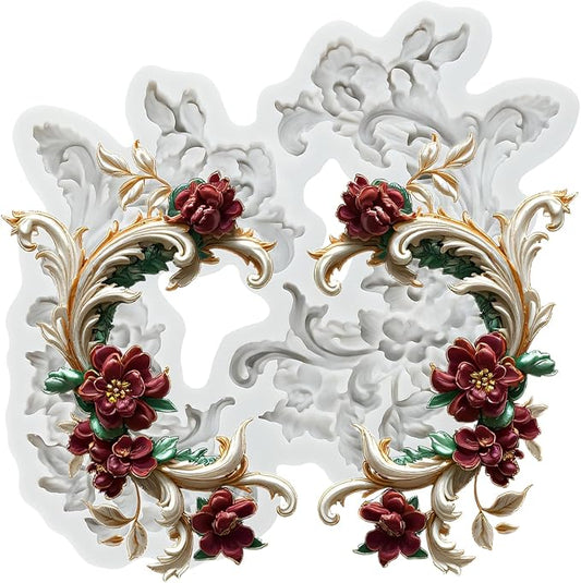 Baroque Leaf Scroll Polymer Clay Mold Curlicues Scroll Lace Silicone Molds for DIY Craft Epoxy Resin Casting Polymer Clay Tools Crafts Air Dry Jewelry Making