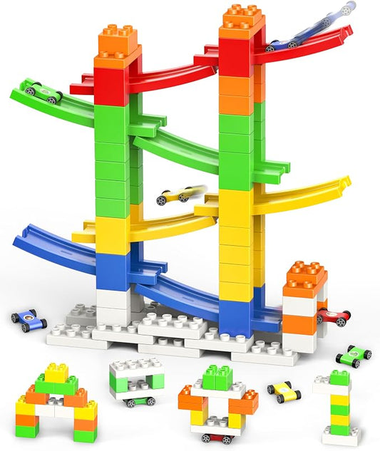DIY Building Blocks Car Ramp Race Track Toy for Kids, STEM Gift | Creative Blocks, Many Models, Open-Ended Car Ramp Toy for Toddlers to Build, Rebuild & Race