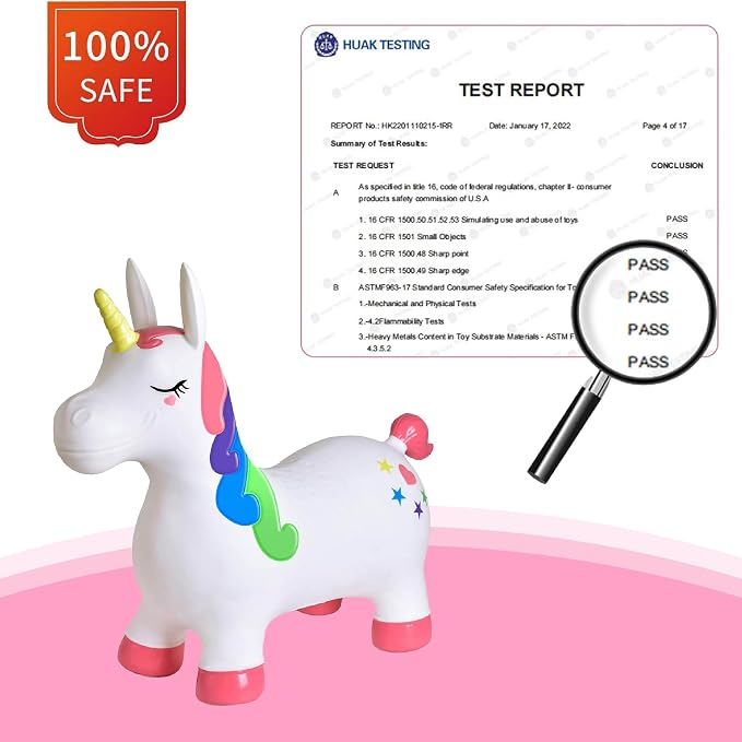 HotMax Unicorn Bouncy Horse Toys for 2 Year Old Girl, Toddlers Bouncing Animals, Ride on Rubber Jumping Toys for Baby Girl or Boy 1st Birthday Gift for 2 3 4 Year Old (Pink White Unicorn)