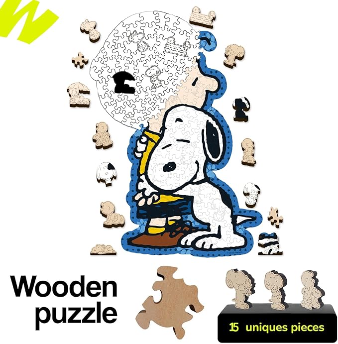 Peanuts Puzzles for Adults – Snoopy Gifts for Women & Children, Charlie Brown Wooden Puzzles, 200 Pieces Unique Shaped Jigsaw Puzzles, 5MM Thick, Officially Licensed – Better Together, 9" x 12.8"