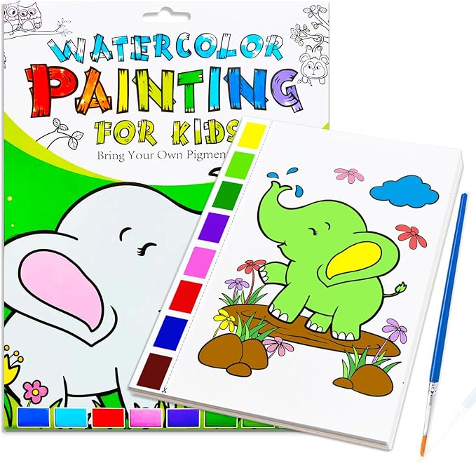 JZILU Watercolor Coloring Book for Kids, Paint with Water- Magic Paint Set Water Painting Book for Toddlers- Arts and Crafts Kit for Girls Boys Travel Activities -Stocking Stuffers for Kids