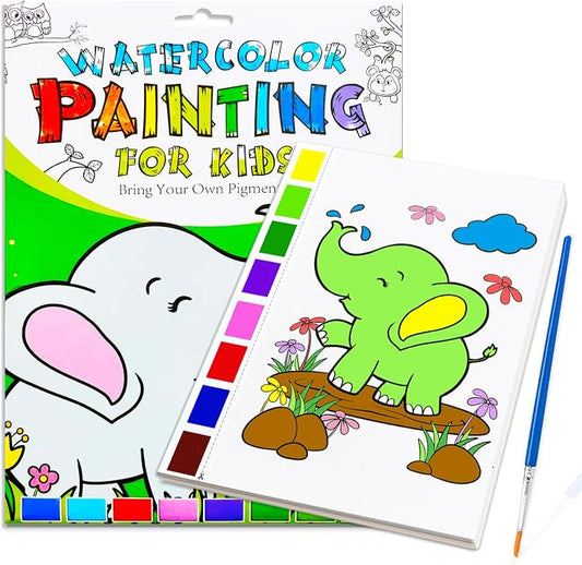 JZILU Watercolor Coloring Book for Kids, Paint with Water- Magic Paint Set Water Painting Book for Toddlers- Arts and Crafts Kit for Girls Boys Travel Activities -Stocking Stuffers for Kids
