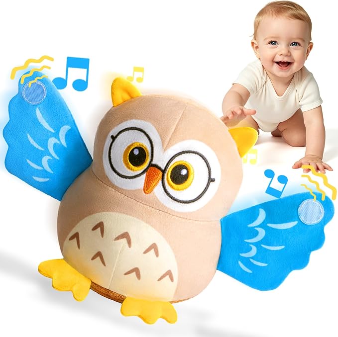 Baby Toys 6-12-18 Months, Musical Crawling Dancing Peekaboo Owl Plush Toy, 50 Songs & Recording Function, Interactive Tummy Time Sensory Toys for Toddlers, Infant Gifts for Boys Girls 1-3 Year Old