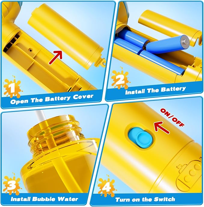 Lucky Doug Bubble Gun, Bubble Machine Gun for Kids Toddlers with Rich Bubbles, Bubble Guns for Kids with 360° Leak-Proof Design, Auto Bubble Gun for Toddlers Children Backyard Outdoor Camping