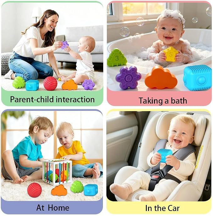 Baby Montessori Toys for 1 Year Old Boys Girls Gift, Multi Sensory Blocks Shape Sorter for Toddlers 1-3, Learning Educational Activity Cube, 1st Birthday for 6 12 18 Months