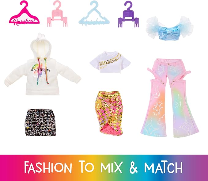 Rainbow High Amaya’s Rainbow Closet Playset + Exclusive Rainbow Doll, Bonus Fashion and Shoes, Purses, Hangers, Clothes Rack, Shelves, Kids Gift Ages 4+
