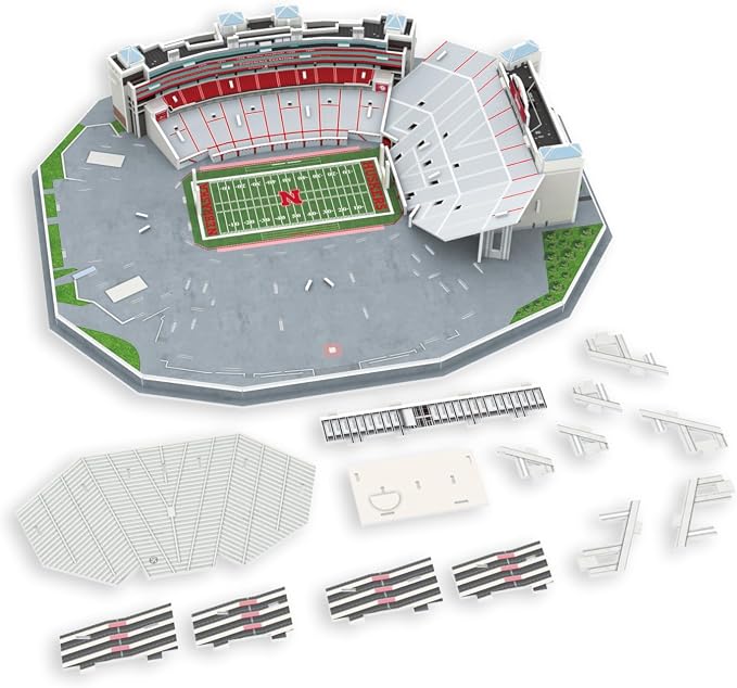 Pro-Lion 3D Jigsaw Puzzle of Nebraska Memorial Stadium – 162 Pieces | Nebraska Huskers College Football Model | NCAA Football Stadium Building Kit | Creative Gift for Men, Boys & Kids Aged 8+