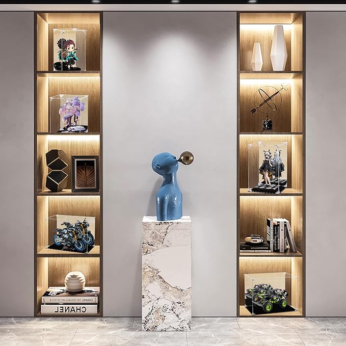 Acrylic Display Case for Collectibles Assemble Clear Football Display Case Box, Alternative Glass Case for Action Figures Lego Model Doll Toys Display (12x8x8 inch; 30x20x20 cm)