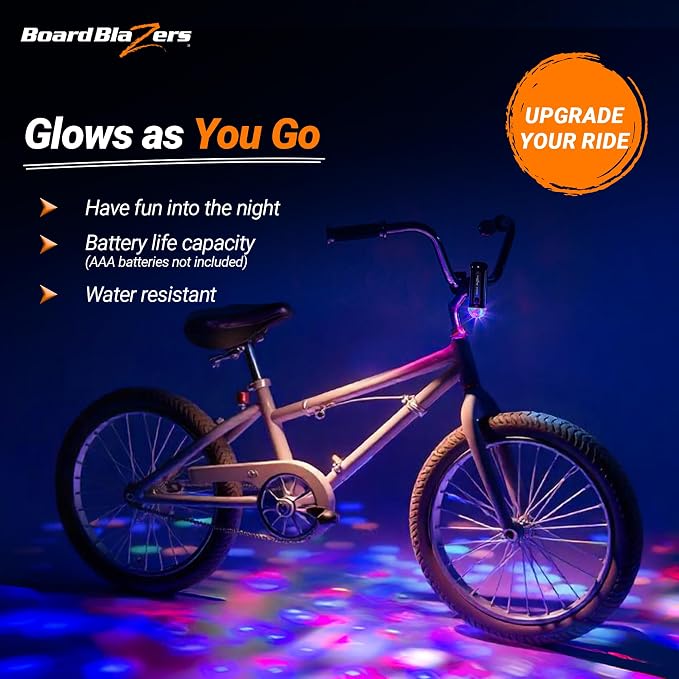 Board Blazers Disco Scooter Lights for Night Riding, Kid Stocking Stuffers, Bike Light for Kids, Christmas Accessories Kids, 3 AAA Batteries Required