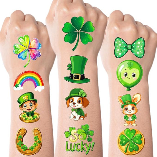 JCFIRE St Patricks Day Tattoos for Kids, Shamrock Stickers Temporary Tattoos for Children, Saint Patricks Day Accessories Party Favors, Lucky Irish Decor Gifts, St Paddy Decorations Supplies