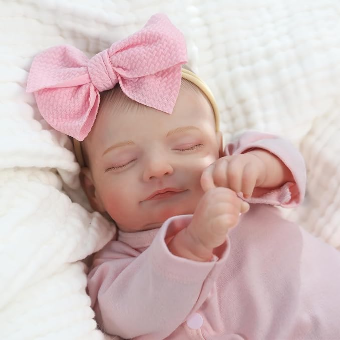 Kaydora Realistic Reborn Baby Doll Girl, 18 Inch Lifelike Newborn Doll with Soft Vinyl and Cloth Body, Real Baby Doll with Accessories, Gift for Kids Age 3+