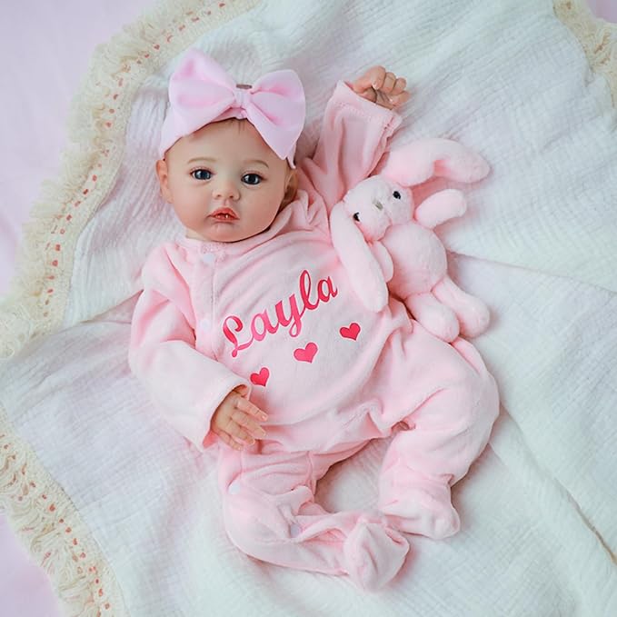 WOOROY Lifelike Reborn Baby Dolls - 18 Inch Real Baby Doll Girl Vinyl Body Realistic Newborn Real Life Baby Dolls with Open Eyes, Handmade Poseable, Gift with Doll Accessories for Kids 3+