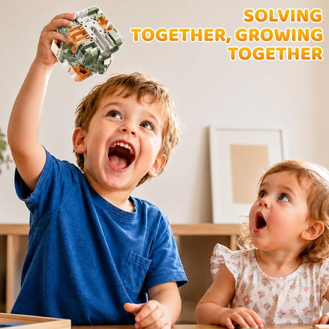3D Rolling Ball Puzzle Maze Cube - 3x3 Color-Match Game, Solving Brain Teaser, Education Sensory Learn Birthday Gifts for Boys Girls Kids 3-5 5-8+ Year Old Adults