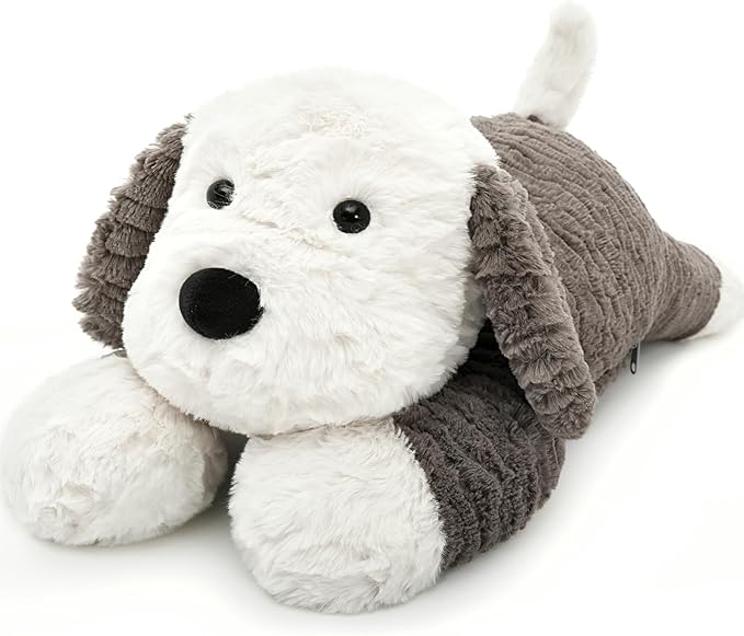 MaoGoLan 4lb-Weight Dog Stuffed Animal for Anxiety Adults Kids Cuddly Pillow, 24 Inch Puppy Plush with Microwavable Heating/Cooling Pad, Soft Plush Toy for Dog Lovers Gift Christmas Birthday