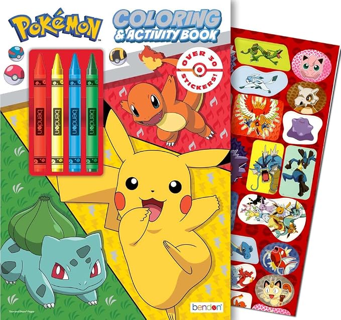 Kids Coloring & Activity Books for Boys Ages 4-8 Featuring Sonic The Hedgehog,Pokemon Bundle with Coloring Utensils, Stickers, and More