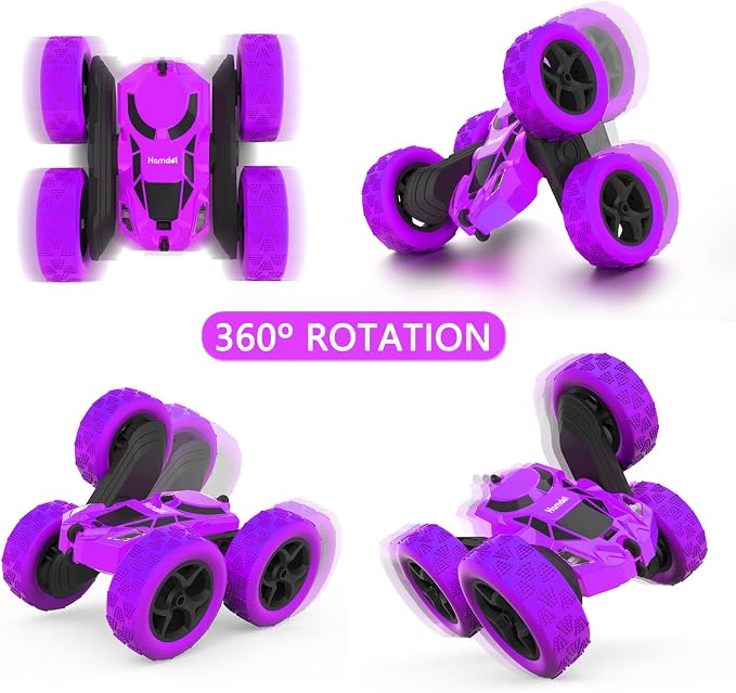 Hamdol Remote Control Car for Kids, 360° Spinning RC Stunt Car with Lights, 4WD Electric Off-Road Vehicle, 2.4GHz Rechargeable Toy Cars for Boys Girls Age 6 7 8 9 10 11 12, Birthday