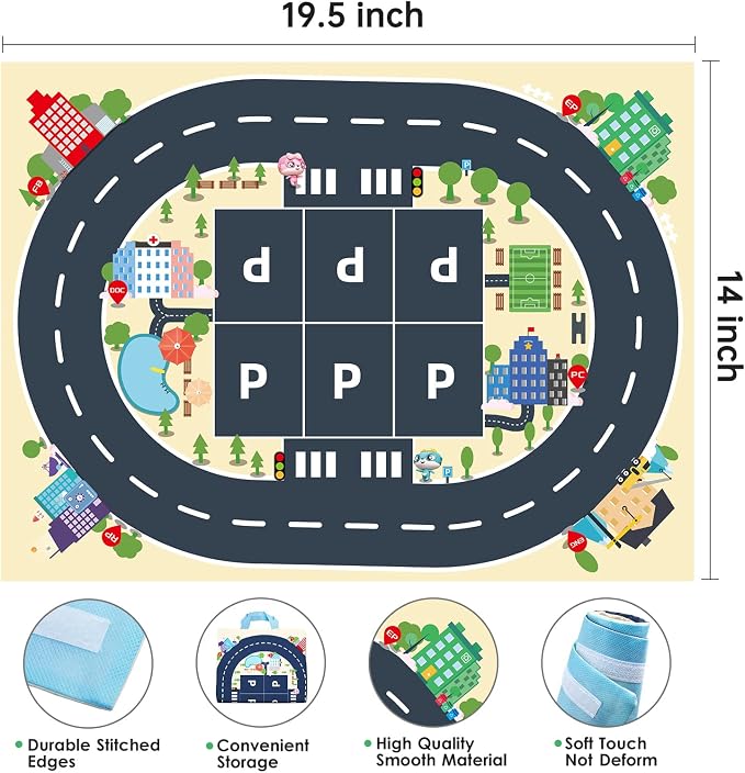Baby Toy Cars for 1 2 3+ Year Old Toddler, City Guard Series Press and Go, Pull Back Vehicle with Soft Plush Car Mat, Educational Gift for Kids, Boys and Girls