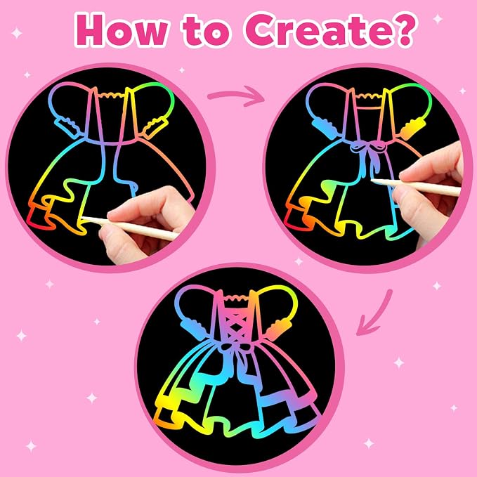 ZMLM Scratch Paper Art-Crafts Gift: 2 Pack Rainbow Notebooks Supplies Toys for 3 4 5 6 7 8 9 10 Years Old Girls and Boys Kids Easter Gifts Christmas Birthday Party Games Dress up