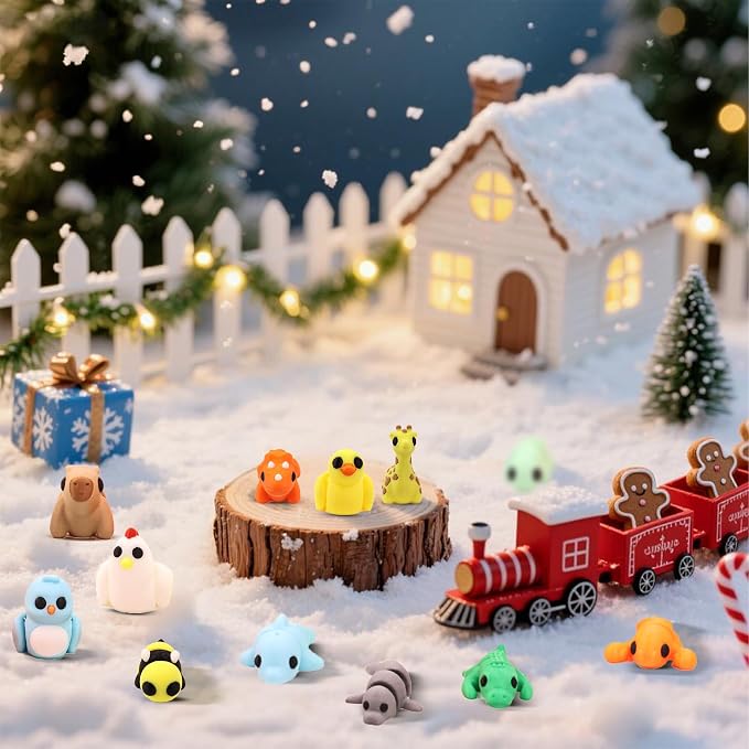 65 PCS 3D Printed Animal Figurines Set, Articulated Animal Figurines,Fidget Toys, Flexible Desk Decor, Party Favor, Gifts for Girls and Boys, Classroom Reward
