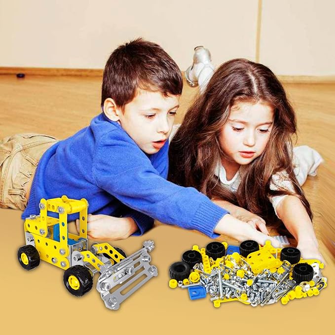 Ferthor Fun 7 in 1 STEM Toys,Creative Set for Boys Age 8-12,Learning Engineering Kids Building Blocks Model Kits,Metal Construction Toys for Kids 8 9 10 11 12+ Year Old(180PCS No Motor)