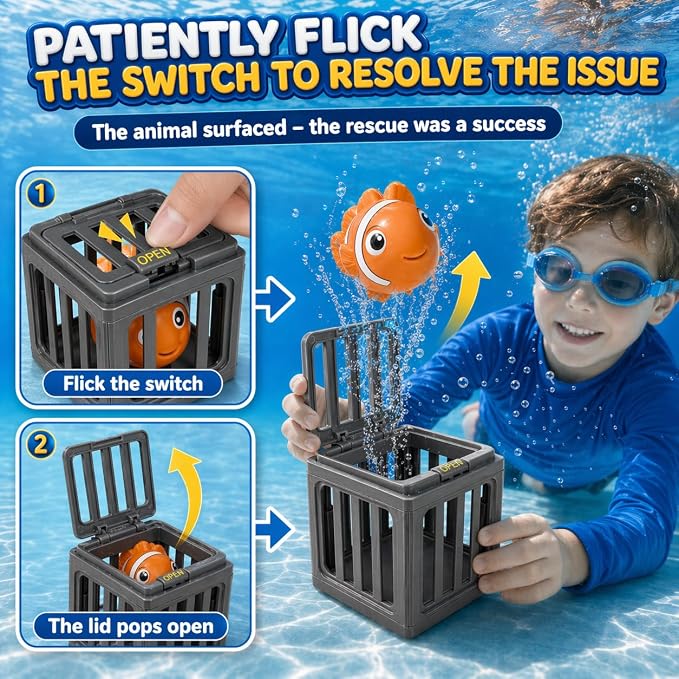nooncrazy Pool Diving Toys for Kids, 6PCS Underwater Dive Rescue Toys for Water Swimming Dive Pool Game & Children's Bath, Fun Summer Floating Toys for Boys Girls Age 3-12