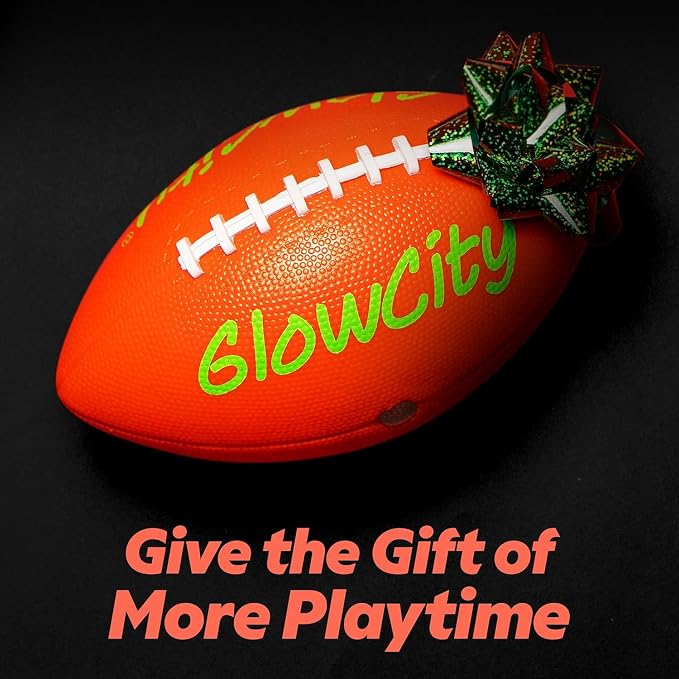 GlowCity Glow in The Dark Football - Size 3/6 Light Up Ball Gifts for Kids, Junior & Teens - Bright Football for Night Outdoor Games - Sports Birthday Gift Ideas for Boys Ages 6 7 8 9 10 11 12 13 14