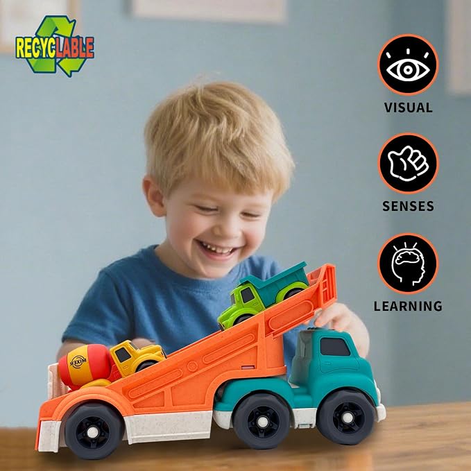 Aigitoy 3 in 1 Toddlers Truck Toys for 1 2 3 4 Year Old, Truck Set Includes Dump Truck, Mixer Cement, No BPA, Phthalates, PVC, Birthday Xmas Gifts for Toddlers,Outdoor Toys for Kids