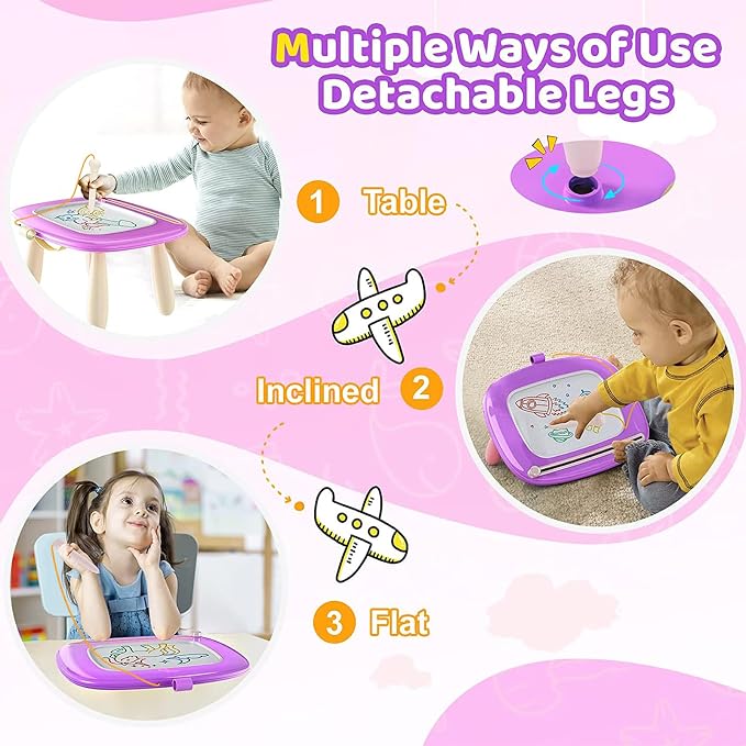 Kikidex Toddlers Toys Age 1-3, Magnetic Drawing Board, Doodle Board Pad Learning and Educational Toys for 1 2 3 Year Old Baby Kids Birthday Gift (Purple)