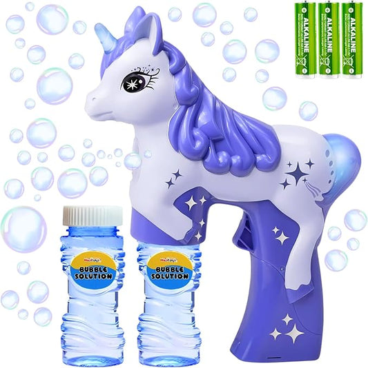 Purple Unicorn Bubble Gun for Kids – Automatic Bubble Machine Blower Toy | Cute Bubble Blaster for Toddlers, Boys & Girls | Outdoor Play, Birthday Party & Summer Fun