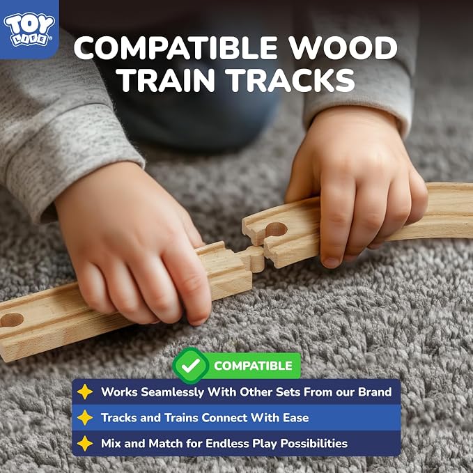 TOY Life Wooden Train Set for Toddlers 2-4, 56PCS Police Station Train Toys with Wooden Train Track Set, Magnetic Police Car Set, Toys for 3 4 5 6 Year Old Boys Kids, Compatible with Major Brand