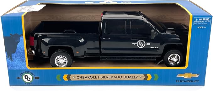 Big Country Toys Realistic Chevrolet Silverado Dually Truck Toy & Trailer Hitch, 1:20 Scale Farm Toys for 3 Year Old Boys