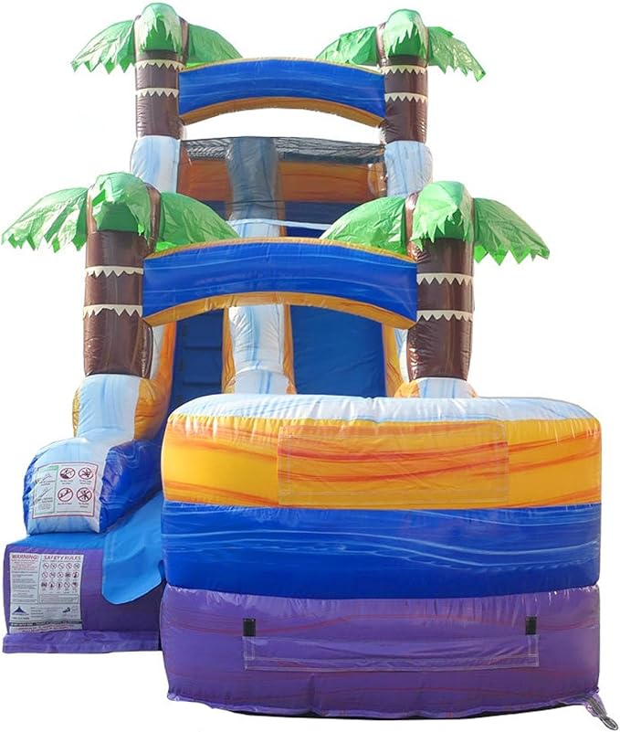 TentandTable Inflatable Water Slide for Kids and Adults, Commercial Grade Giant Blow Up Backyard Water Fun, Includes Electric Air Blower, 27' L x 9' W x 15' H, Tropical Purple Marble