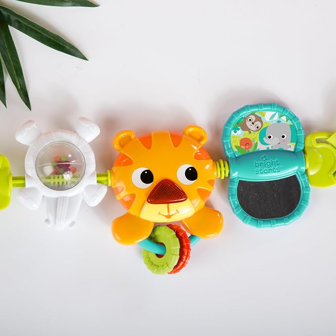Bright Starts Take Along Musical Carrier Baby Activity Toy Bar, Hanging Car Seat Toy, 4 Fun Melodies, Fine Motor Skill Development Ages Newborn +, Multi-Color