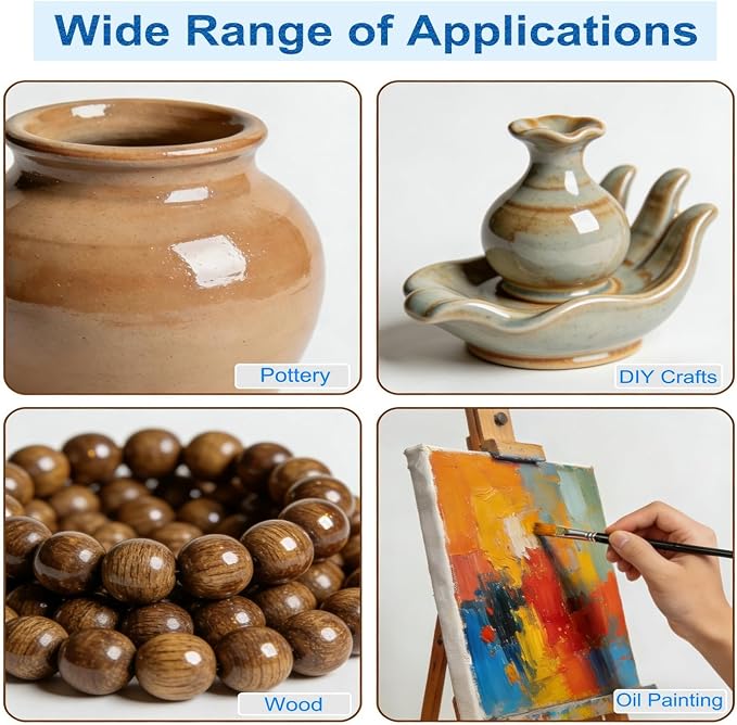 Air Dry Clay Glaze, 120ml High Gloss Polymer Clay Varnish, Prevent Clay Cracking, Scratch Resistant, Waterproof, for Pottery, Crafts, Clay Sealant with Brush & Measuring Cup (4fl oz)