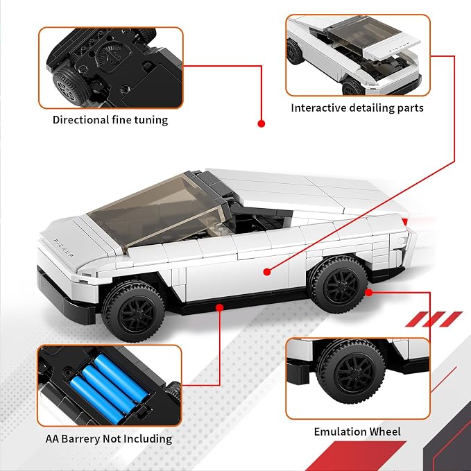 STEM Building Toys for 6 7 8 9 Years Old, 242PCS Remote Control RC Cybertruck Engineering Construction Kit, Educational Learning Blocks Set, Christmas Birthday Gift for Boys Girls Ages 8-12