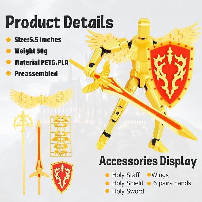 T13 Action Figure Set Assembled-3D Printed Multi-Jointed Movable Dummy 13，Titan 13 Action Figure, Birthday Gifts for Boys, Girls Desktop Decorations