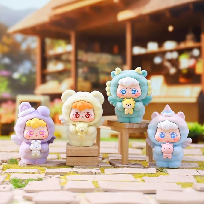 YAMSLAM Sweet Angel Series Mini Fluffy Animal Box Cute Action Figures Collectible Toy Surprise Mystery Box Dolls Home Decor Birthday Gift, Random 1pc of 7 Styles