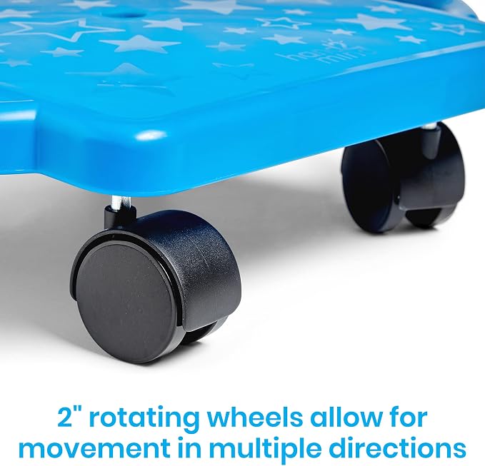hand2mind Blue Indoor Scooter Board with Handles, Sit Down Floor Scooter, Gym Activities for Kids, Indoor Sport Recess Games, Physical Education Equipment, Gross Motor Toys