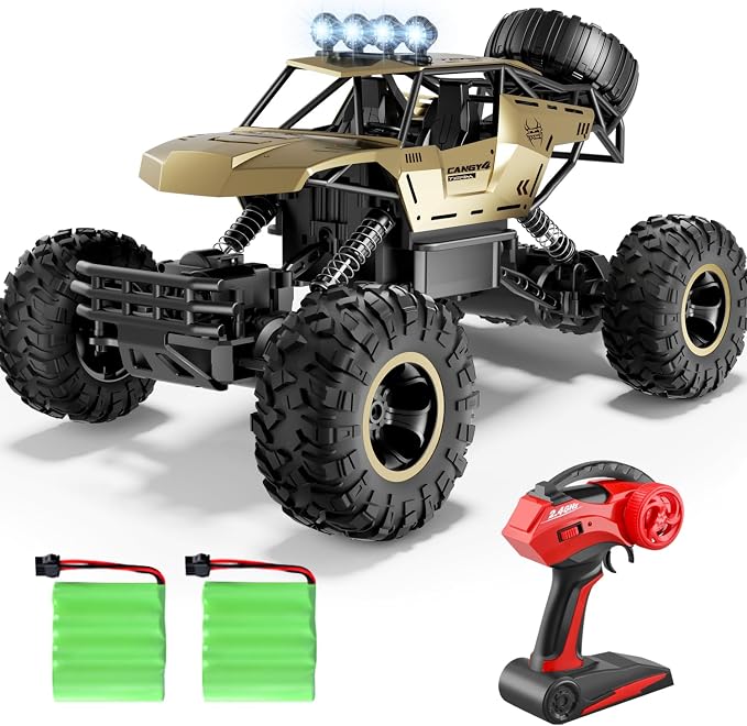 Jiakora RC Off Road Truck with Durable Metal Body, 1:12 Remote Control Monster Truck, LED Headlights All-Terrain Monster RC Car, Birthday for Kids Boys 8-12