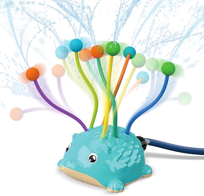 Kids Water Sprinkler Toy, 360° Outdoor Splash Sprinkler with Wiggling Water Arms, Fun Backyard Summer Water Toy for Toddlers, Boys and Girls, Easy Hose Connection for Lawn, Garden and Pool Party