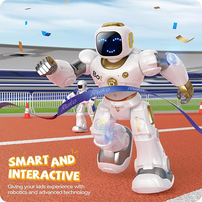 Ruko 1088 Programmable Robot Toy for Kids, Large Interactive RC Robot with App Control, STEM Learning Gift for Boys & Girls Ages 4 5 6 7 8 9, Gold
