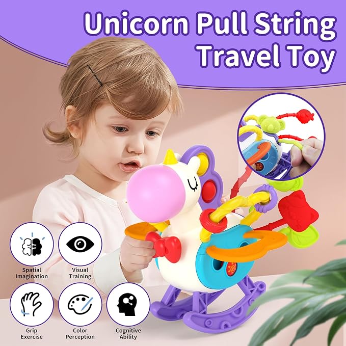 usrela 4 in 1 Baby Toys for 12 18 Month, Learning Toys for Babies 12-18-24 Months, Busy Cube, Stacking Sorter, Piano Xylophone Pull String Travel Toy, Birthday Gifts for Toddlers 1 2 Years Old