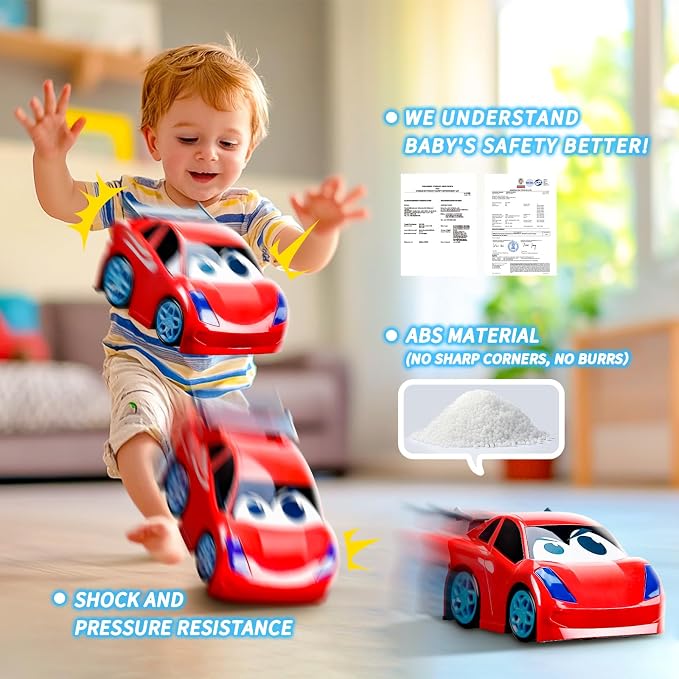 AEROQUEST Remote Control Car, RC Car Toy with Lights and Sounds for Boys, Girls and Toddlers Ages 1-3 2-4 4-7 & 3 Years Old