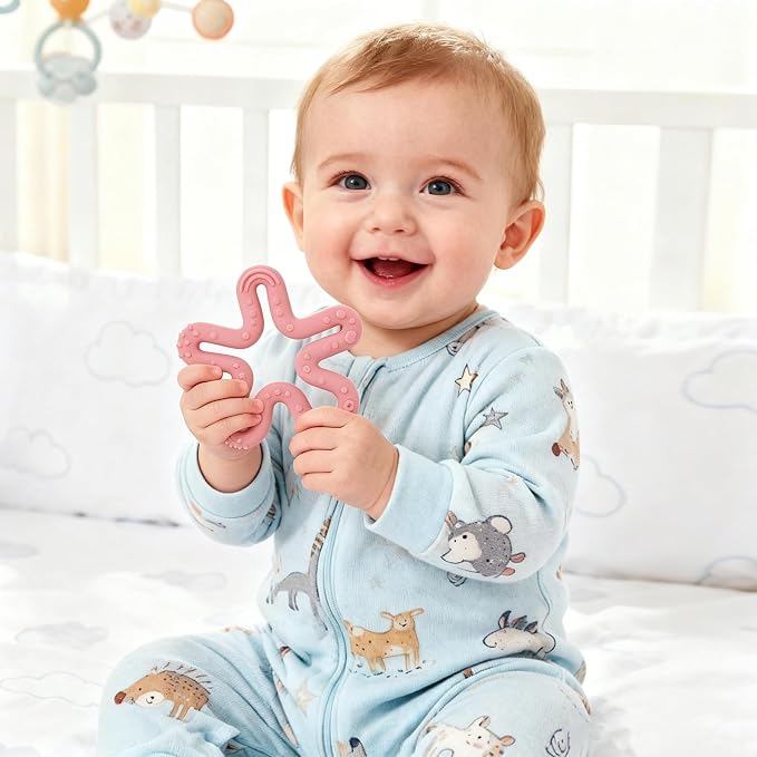 Fu Store 3 Pack Coral Flower Ring Teether Baby Teething Toys Silicone Teether Ring Toys for Babies 0-6 0-12 0-24 0-36 Months Easy to Grasp Clean Infant Teething Relief Soothing Sore Gums