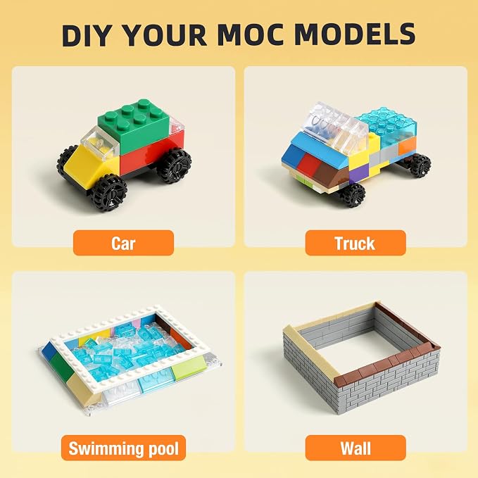 800 Pieces Building Bricks, 5 Sizes Building Pieces, Classic Slope Block Bulks - Compatible with All Major Brands, 18 Colors