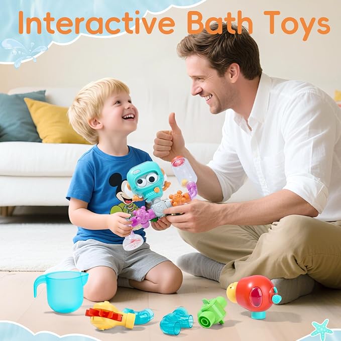 Bath Toys for Kids Ages 4-8 | 27PCS DIY Water Pipe Assembly Kit with Storage Bag | STEM Building Educational Bathtub Toys for Toddler 3-5 | Creative Shower Toy Birthday Gifts for Boys & Girls
